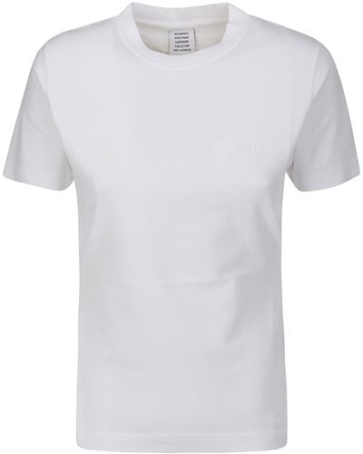 Vetements Embroidered Tonal Logo Fitted T-Shirt - White