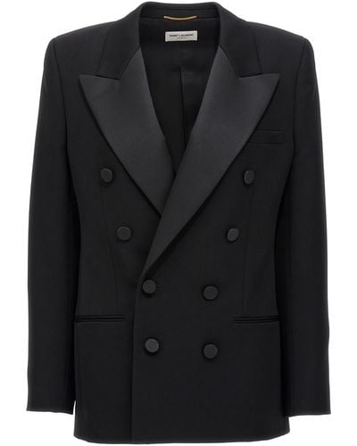 Saint Laurent Leger Armure Blazer And Suits - Black