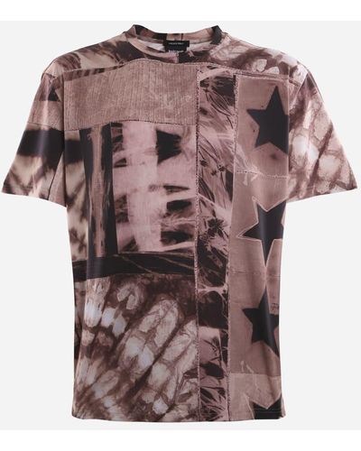 Just Cavalli Cotton T-shirt With All-over Graphic Print - Pink