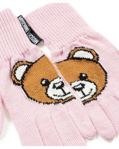 Moschino Teddy Bear Wool Gloves - Pink