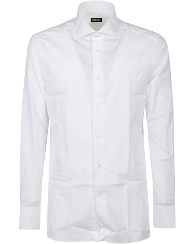 Ermenegildo Zegna Shadow Stripe Woven Dress Shirt Whiteblue, $450