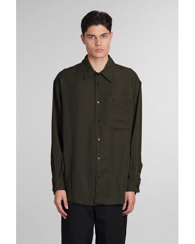 Lemaire Shirt In Green Wool And Polyester