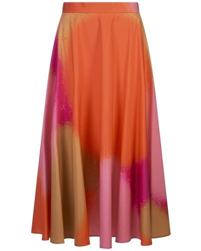 Gianluca Capannolo Printed Silk Midi Skirt - Orange