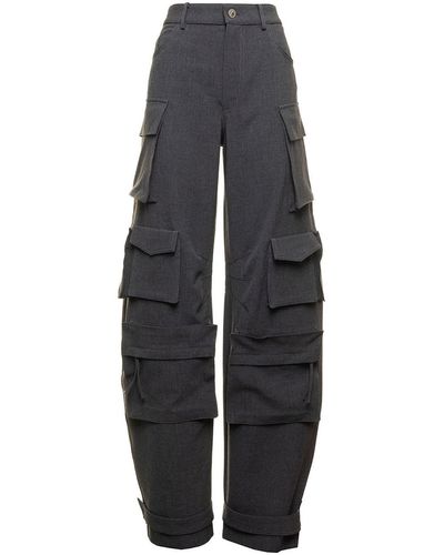 The Attico Woman's Grey Overszie Cargo Trousers