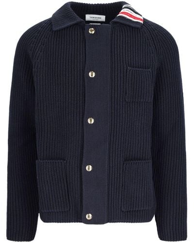 Thom Browne Tricolor Detail Sweater - Blue