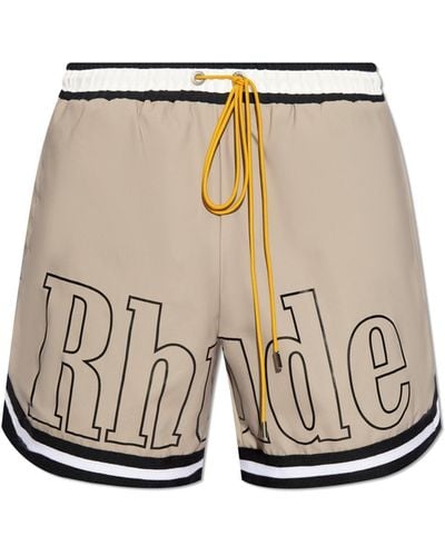 Rhude Shorts With Logo - Natural