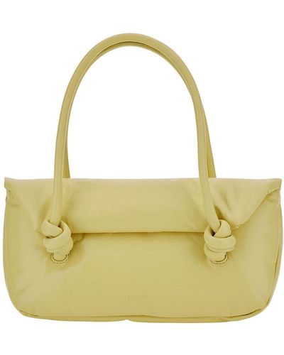 Jil Sander 'Knot Small' Shoulder Bag With Laminated Logo - Yellow