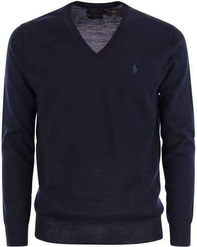 Polo Ralph Lauren Washable Wool V-Knit - Blue