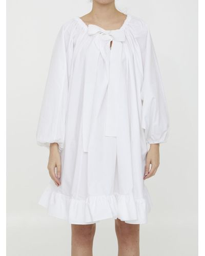 Patou Ruffled Faille Dress - White
