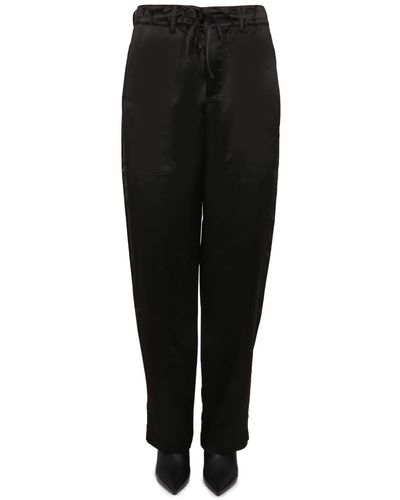 Proenza Schouler Slouch Fit Pants In Satin - Black