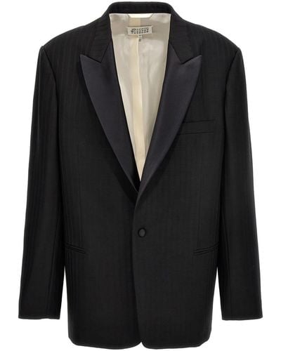 Maison Margiela Striped Single Breast Blazer Jacket Jackets Black