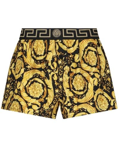 Versace Barocco Print Pijama Shorts - Yellow