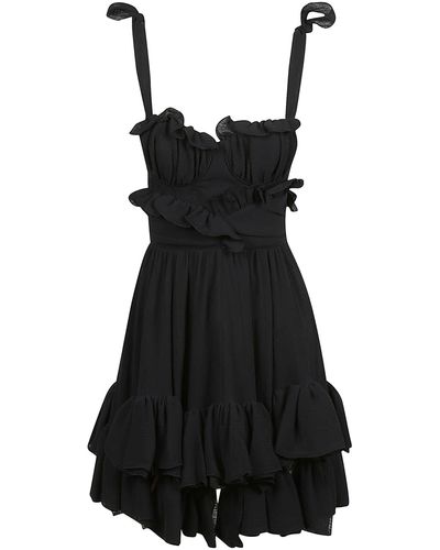 Rochas Ruffle Detail Short Dress - Black