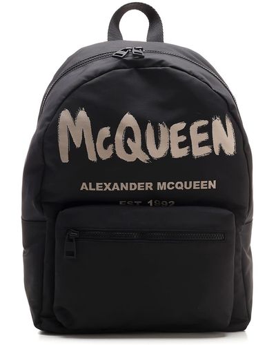 Alexander McQueen Black "metropolitan Graffiti" Backpack