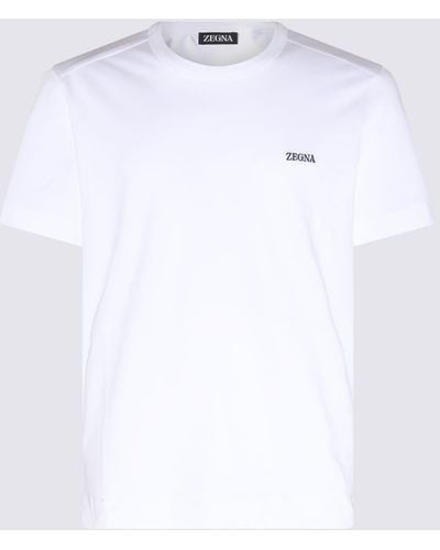 Zegna White And Black Cotton T-shirt