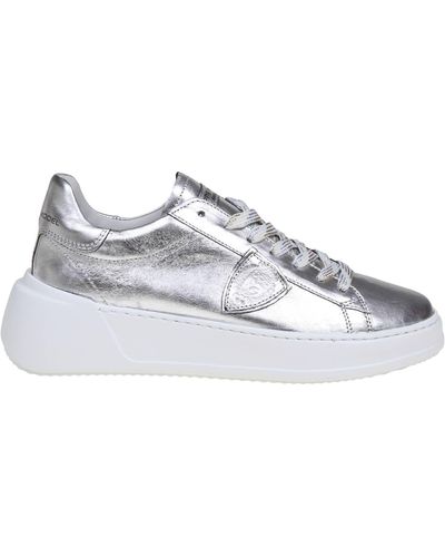 Philippe Model Laminated Leather Sneakers - Metallic