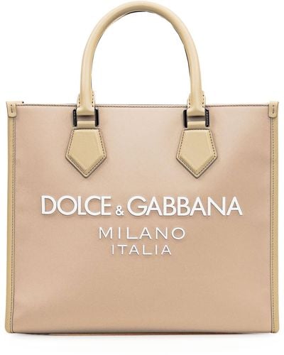 Dolce & Gabbana Shopping Bag With Logo - Natural