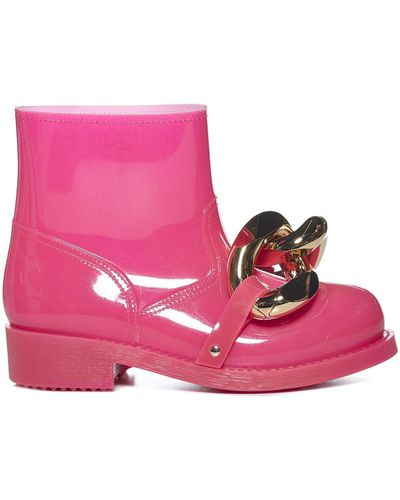JW Anderson Chain Rubber Ankle Boots - Pink