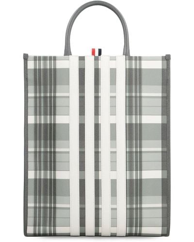 Thom Browne Vertical Leather Tote - Gray