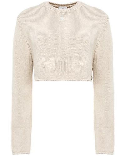 Courreges Open Side Knit Cropped Sweater - Natural