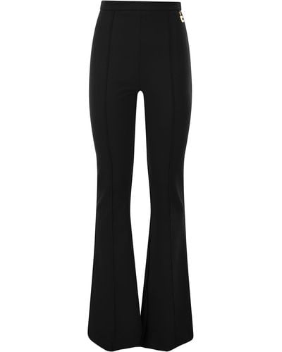 Elisabetta Franchi Stretch Crepe Palazzo Pants With Charms - Black