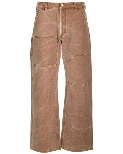 Acne Studios Distress Detailed Wide-leg Trousers - Brown