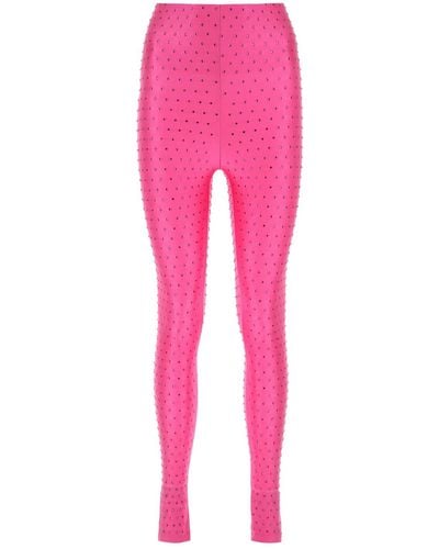 ANDAMANE Embellished Stretch Nylon Leggings - Pink