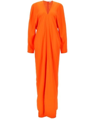 Ferragamo Long Dress With Kimono Sleeves - Orange