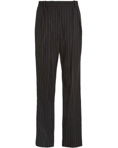 Tommy Hilfiger Relaxed Fit Straight Pinstriped Pants - Black