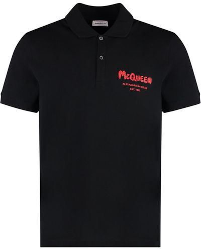 Alexander McQueen Cotton Piqué Polo Shirt - Black