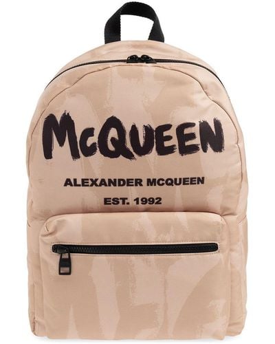 Alexander McQueen ‘Metropolitan’ Backpack With Logo - Natural