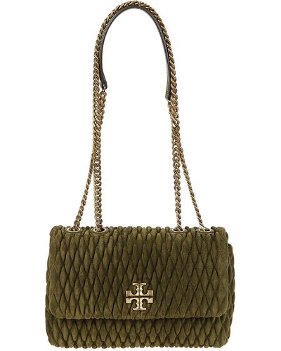 Tory Burch Kira Suede Ruched Small Convertible Shoulder Bag - Green