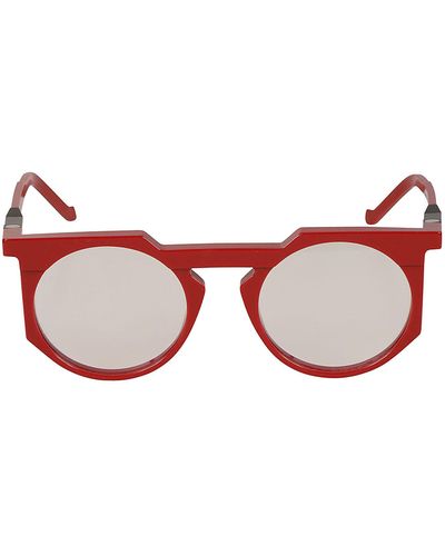 VAVA Clear Lens Round Frame Glasses Glasses - Red