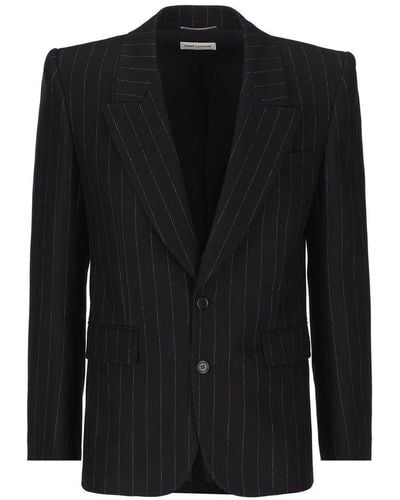 Saint Laurent Pinstriped Tailored Blazer - Black