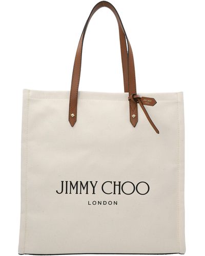 Jimmy Choo Logo Printed Tote Bag - Natural