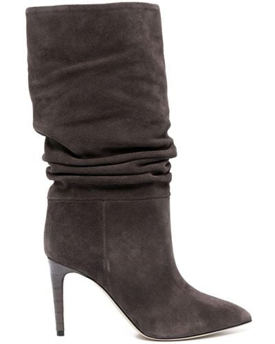 Paris Texas 90mm Heeled Suede Boots - Gray