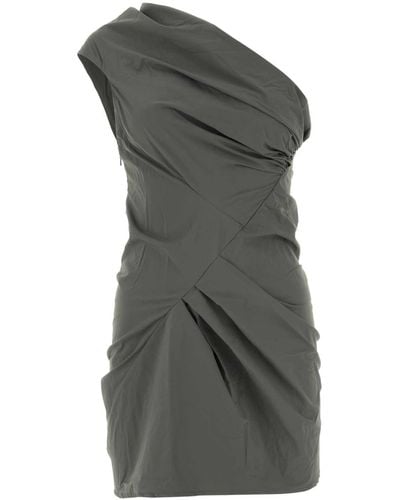 Entire studios Dark Nylon Stretch Mini Pillar One-Shoulder Dress - Gray