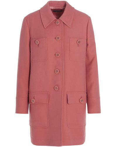 Dolce & Gabbana Longline Wool Coat - Pink