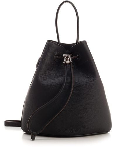 Burberry Leather Bucket Bag - Black