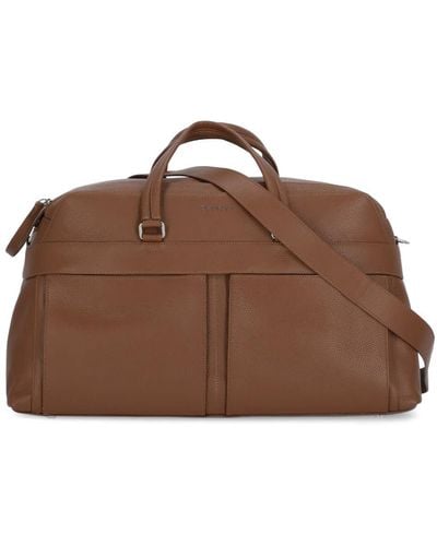 Orciani Micron Pebbled Leather Travel Bag - Brown