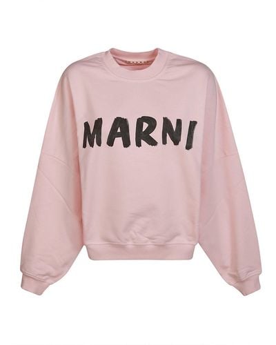 Marni Logo Printed Crewneck Sweatshirt - Pink