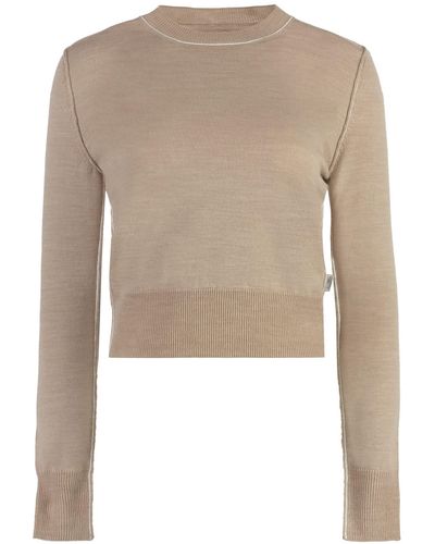 MM6 by Maison Martin Margiela Wool-Blend Crew-Neck Jumper - Natural