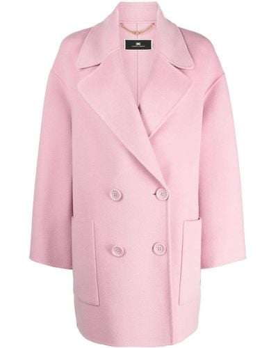 Elisabetta Franchi Double-breasted Wool Coat - Pink