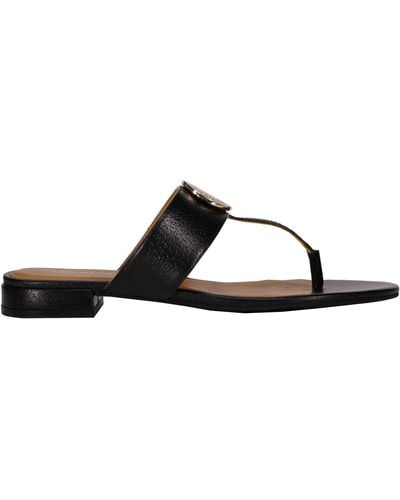 Emporio Armani Leather Thong-Sandals - Black