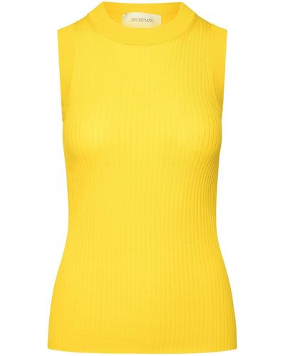 Sportmax Toledo Crewneck Sleeveless Knitted Top - Yellow