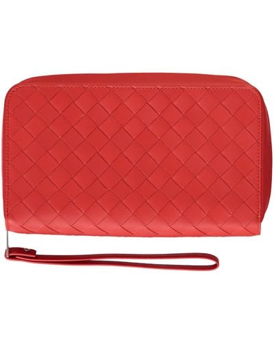 Bottega Veneta Leather Zip-Around Wallet - Red
