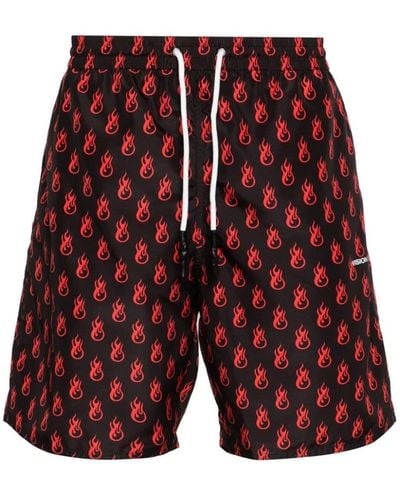 Vision Of Super Swimwear With Flames Pattern - Red