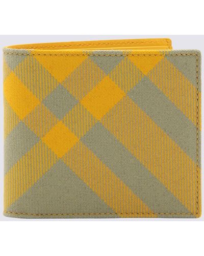 Burberry Leather Check Bifold Wallet - Yellow