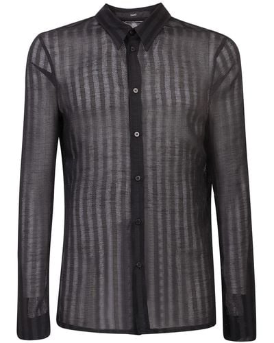 SAPIO Semi Sheer Striped Shirt - Black