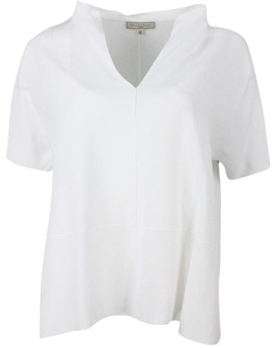 Antonelli Short-Sleeved, Oversized V-Neck Shirt - White